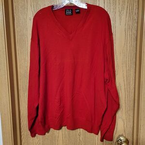 JOS. A. BANK Signature Red 100% Merino Wool Long Sleeve Sweater Men Size L